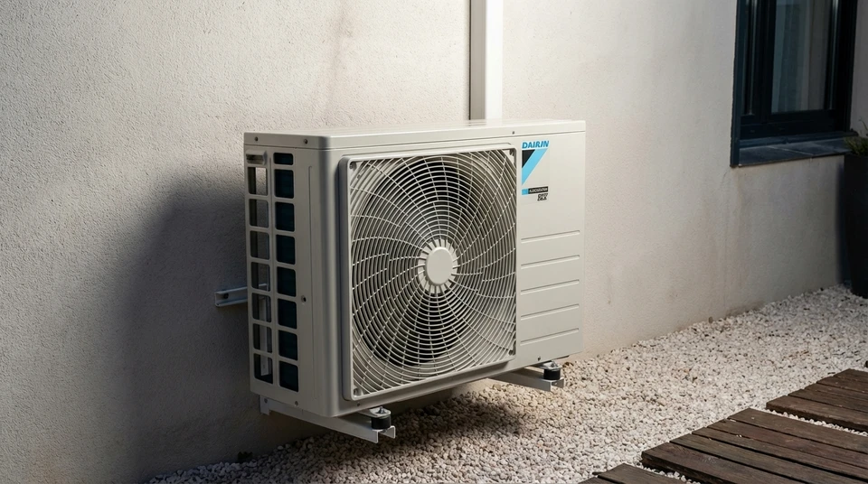 Un technicien de climatisation et une partie de la préparation de l'installation d'un nouveau climatiseur